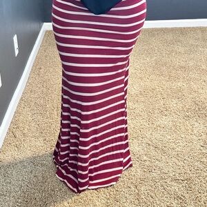 Red and Cream Maxi Skirt